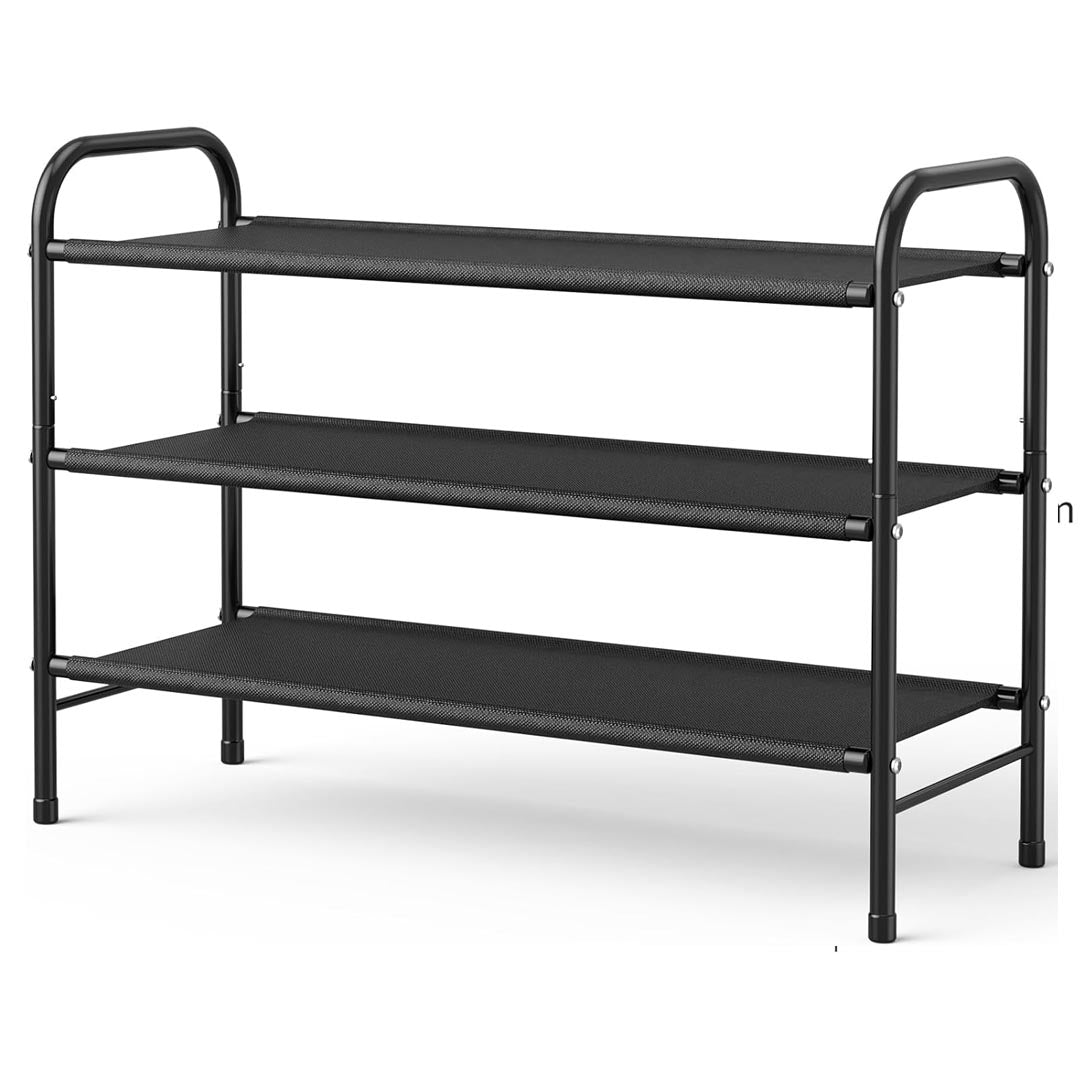 3 Tier Metal Shoe Rack - Durable, Space Saving Storage Solution