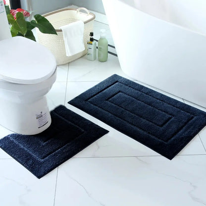 2 Piece Bathroom Mat Set - Soft Absorbent Bath Mat & Pedestal Mat