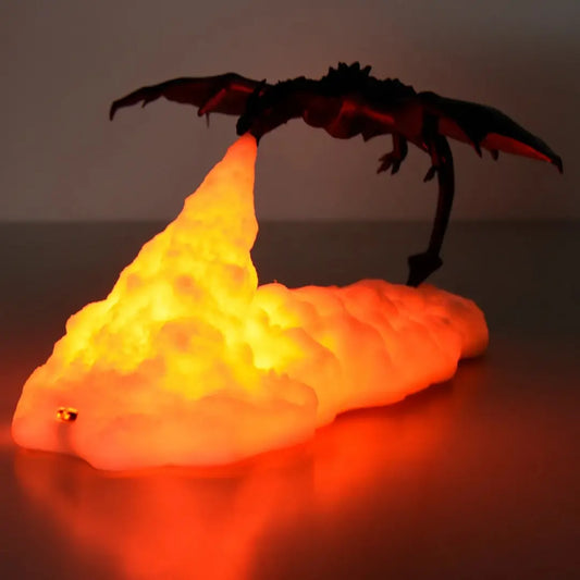 3D Room Decor Print LED Fire Dragon Ice Dragon Lamp