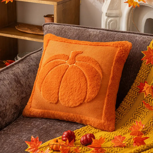 Halloween Pumpkin Plush Pillowcase - Cozy Festival Cushion Cover