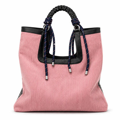 Cordelle – Corduroy Tote Bag Large Capacity Shopper with Braided Handles