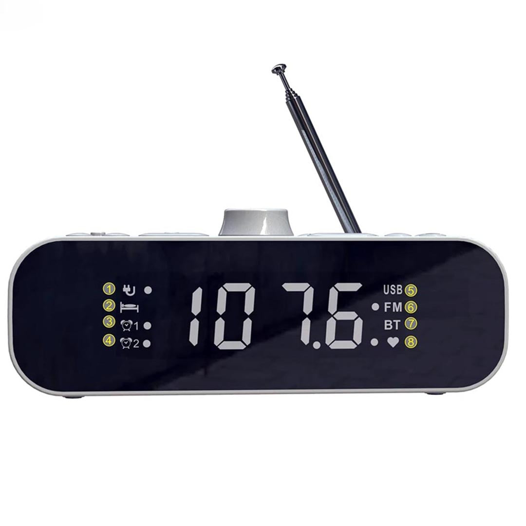 Digital Alarm Clock Radio - LED Display, Rechargeable with Auto Off Timer