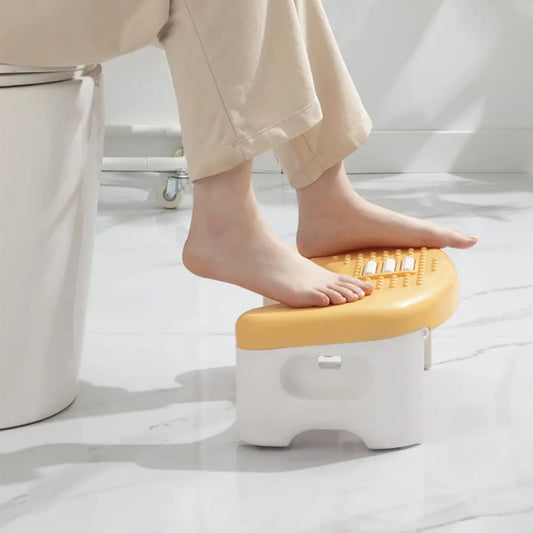 Collapsible Toilet Foot Stool - Non-Slip Circular Step Stool with Massage Roller