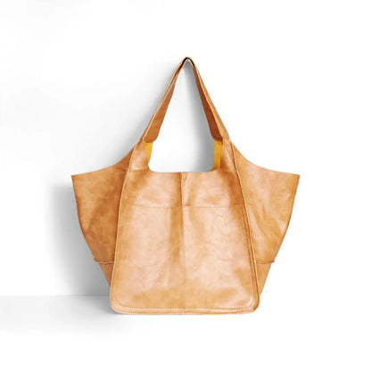 Leather Tote Bag for Women - Soft Shoulder Bag for Shopping & Everyday Use