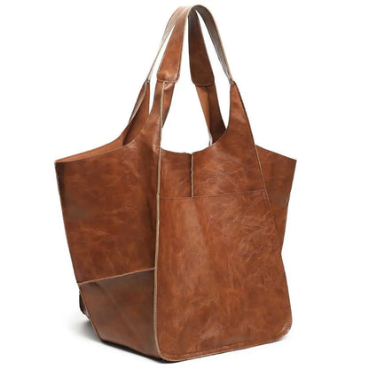 Leather Tote Bag for Women - Soft Shoulder Bag for Shopping & Everyday Use